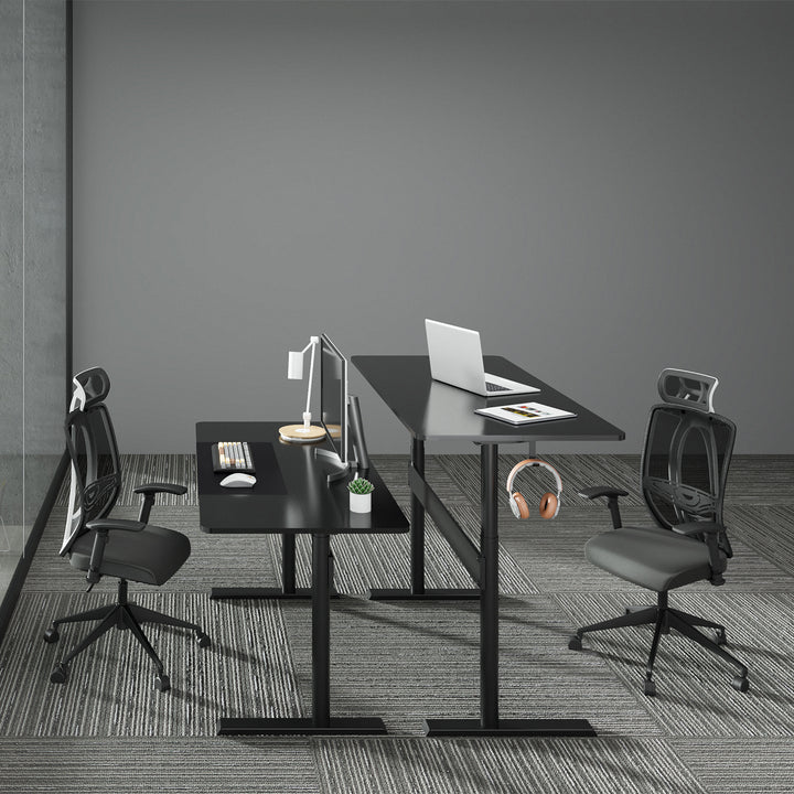 Secretária Ergo Office ER-453 com tampo de 140x68 cm, mola a gás, altura regulável, secretária para estar de pé ou sentado, altura máxima de 115 cm