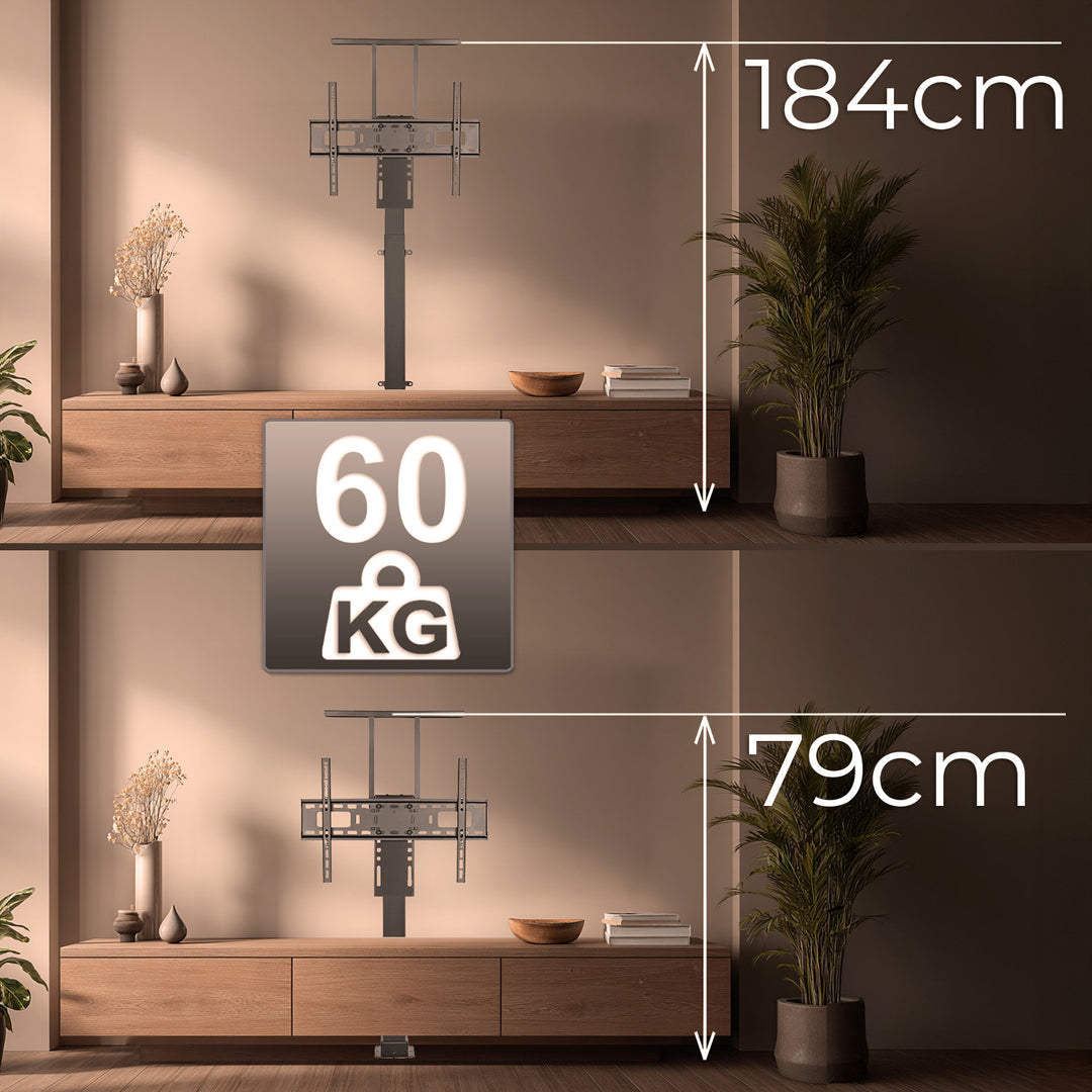 Suporte elétrico retrátil para monitores Maclean MC-866T de 37" a 80", VESA 600x400, máx. 60 kg, compatível com a aplicação TUYA