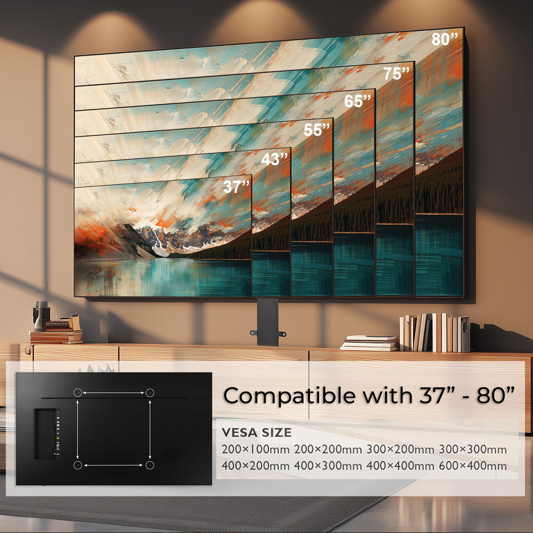 Suporte elétrico retrátil para monitores Maclean MC-866T de 37" a 80", VESA 600x400, máx. 60 kg, compatível com a aplicação TUYA