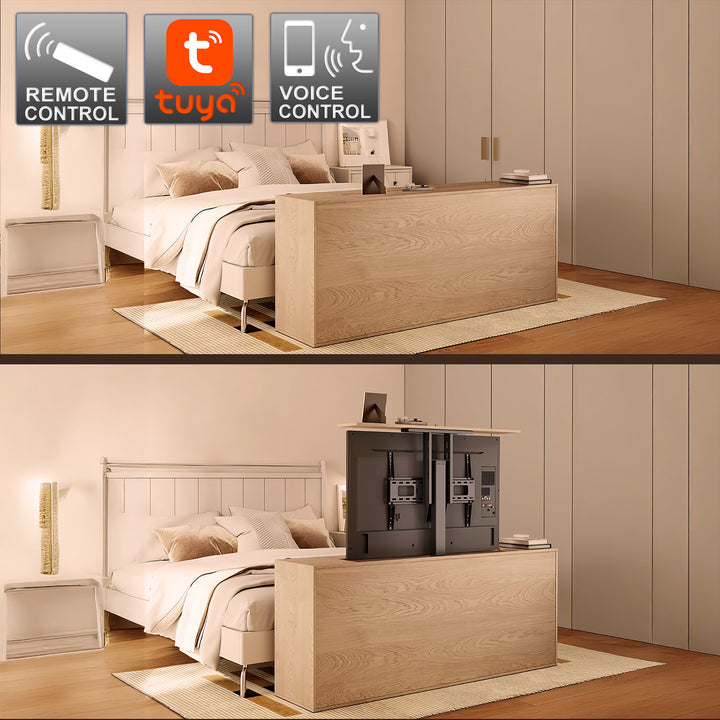 Suporte elétrico retrátil para monitores Maclean MC-866T de 37" a 80", VESA 600x400, máx. 60 kg, compatível com a aplicação TUYA