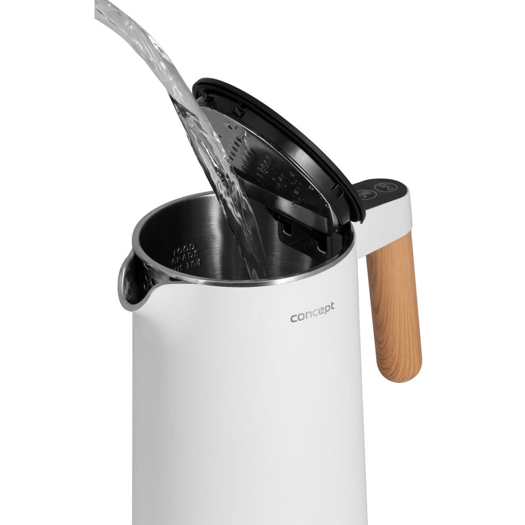 Chaleira elétrica branca Concept Salt&amp;Pepper RK3300 estilo nórdico 1,5L