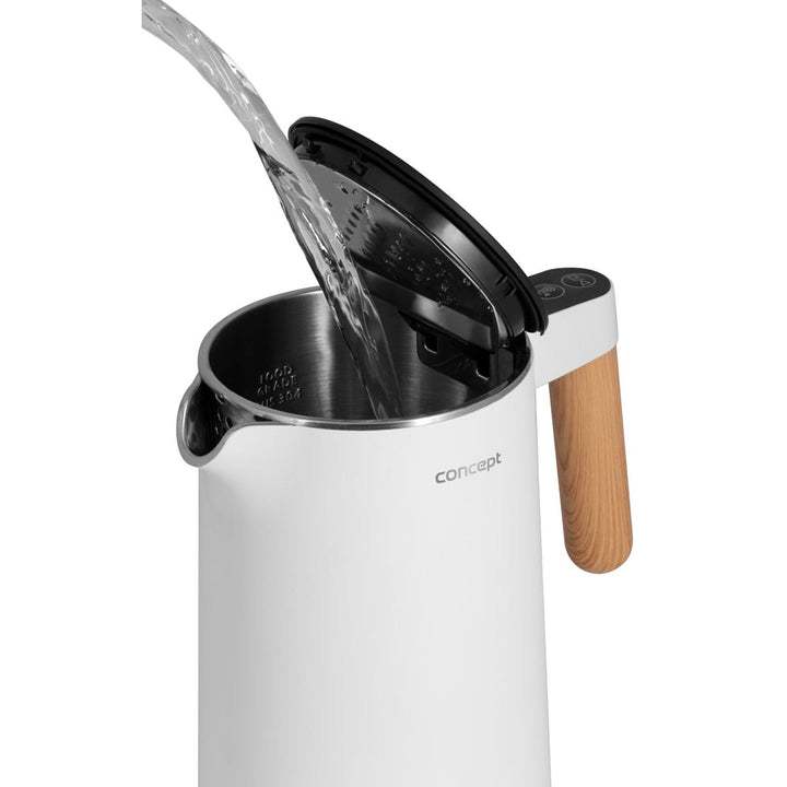 Chaleira elétrica branca Concept Salt&amp;Pepper RK3300 estilo nórdico 1,5L