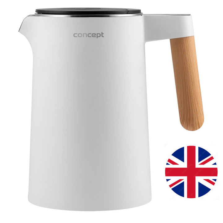 Chaleira elétrica branca Concept Salt&amp;Pepper RK3300 estilo nórdico 1,5L