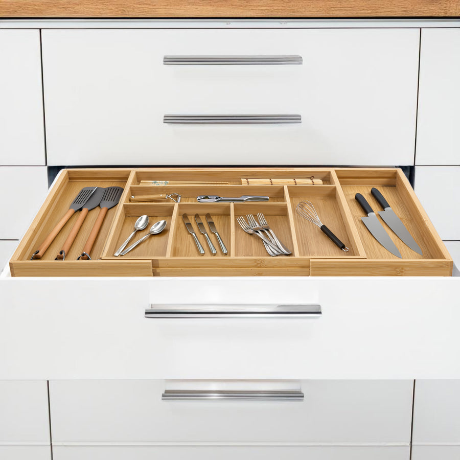 Organizador de cubiertos de bambú extensible GreenBlue, 325-500x430x45mm, GB379