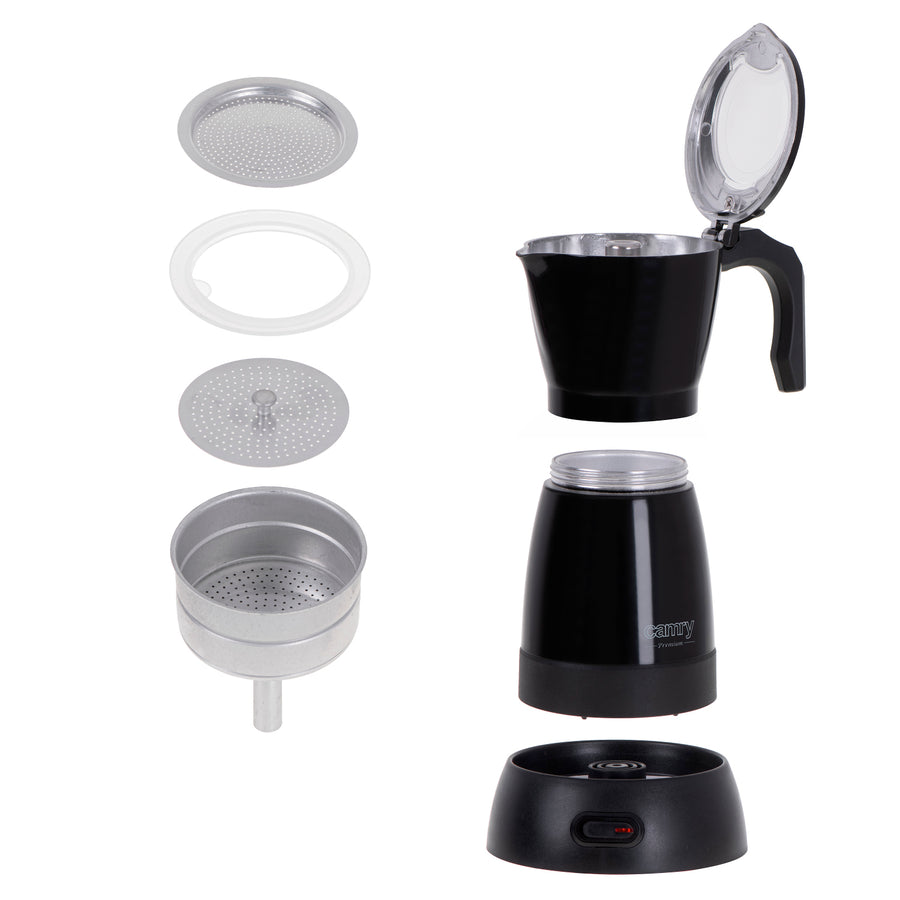 Moka Camry CR 4415B Cafetera eléctrica de 300 ml para 6 tazas de café espresso