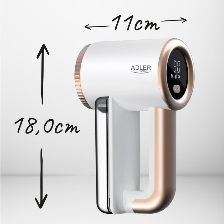 Afeitadora de tejidos Adler, carga USB, pantalla LCD, velocidad de 3 niveles, cepillo, AD 9617