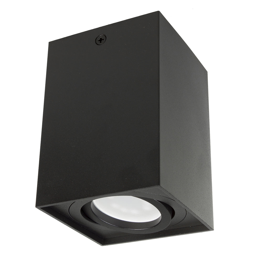 Candeeiro de superfície/tubo Maclean, holofote, halogéneo, quadrado, alumínio, lâmpada GU10 de 5 W, 80 x 80 x 115 mm, preto, MCE426 B+