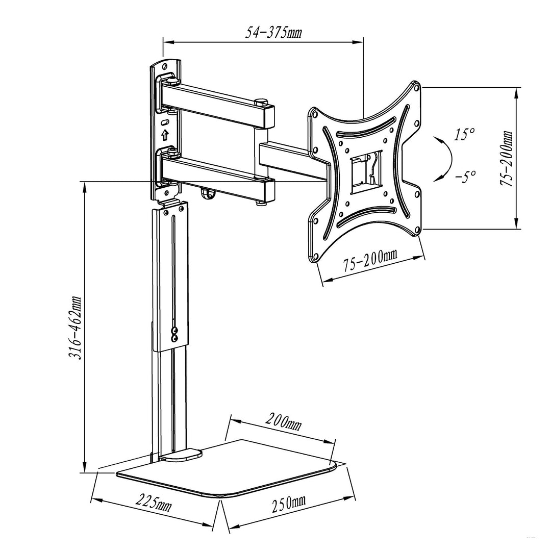 Suporte para TV Maclean MC-771A com prateleira para DVD, VESA 200x200, 23"-43", 25 kg