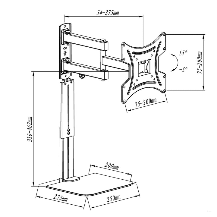 Suporte para TV Maclean MC-771A com prateleira para DVD, VESA 200x200, 23"-43", 25 kg
