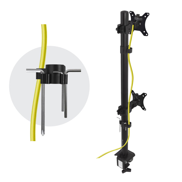 Suporte para monitor Maclean MC-966 para OLED QLED LCD e LED, suporte de mesa duplo, vertical, VESA 75x75 e 100x100, 13-27", 9 kg