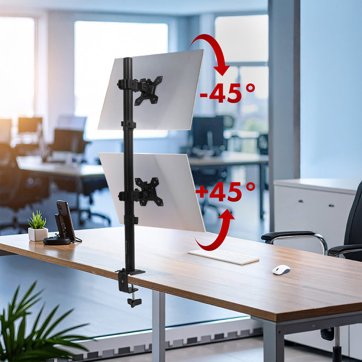 Suporte para monitor Maclean MC-966 para OLED QLED LCD e LED, suporte de mesa duplo, vertical, VESA 75x75 e 100x100, 13-27", 9 kg