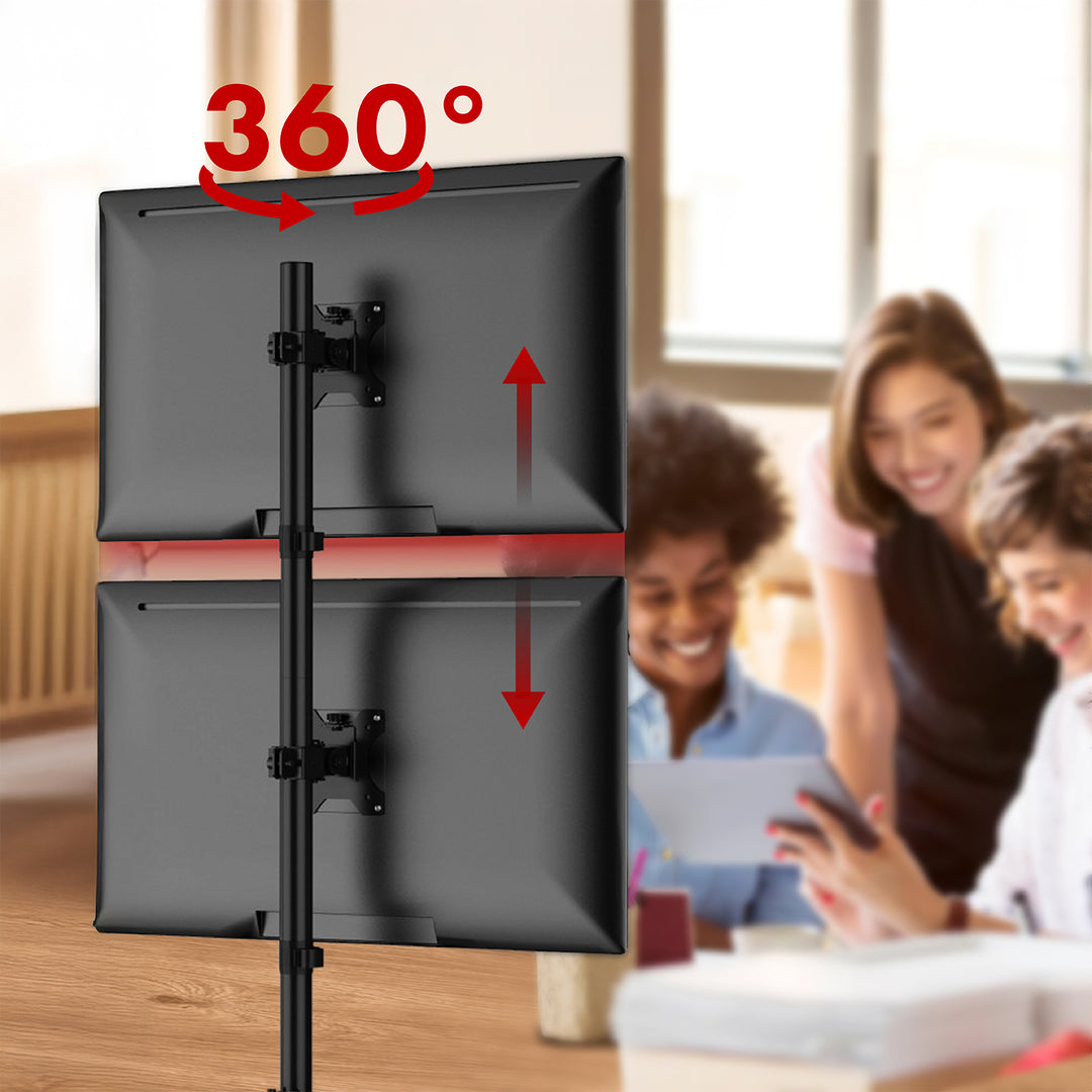Suporte para monitor Maclean MC-966 para OLED QLED LCD e LED, suporte de mesa duplo, vertical, VESA 75x75 e 100x100, 13-27", 9 kg