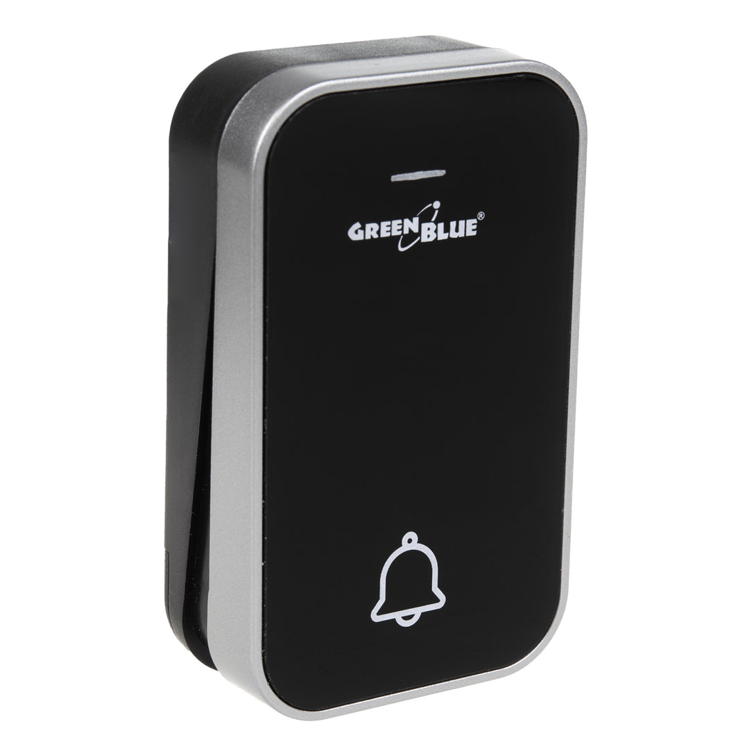 Campainha sem fios GreenBlue Kinetic, sem bateria, 38 melodias, preta, alcance até 200 m, IP44, GB157 B