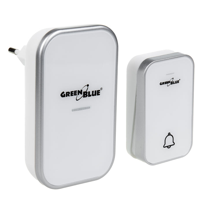 Campainha sem fios GreenBlue Kinetic, sem bateria, 38 melodias, branca, alcance até 200 m, IP44, GB157 W