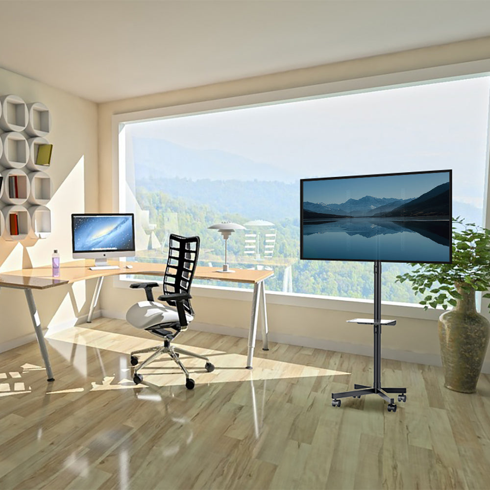 Suporte móvel para TV com rodas Maclean MC-949, adequado para televisores de 32 a 55 polegadas com um peso máximo de 25 kg. VESA 400x400, suporte universal para TV.