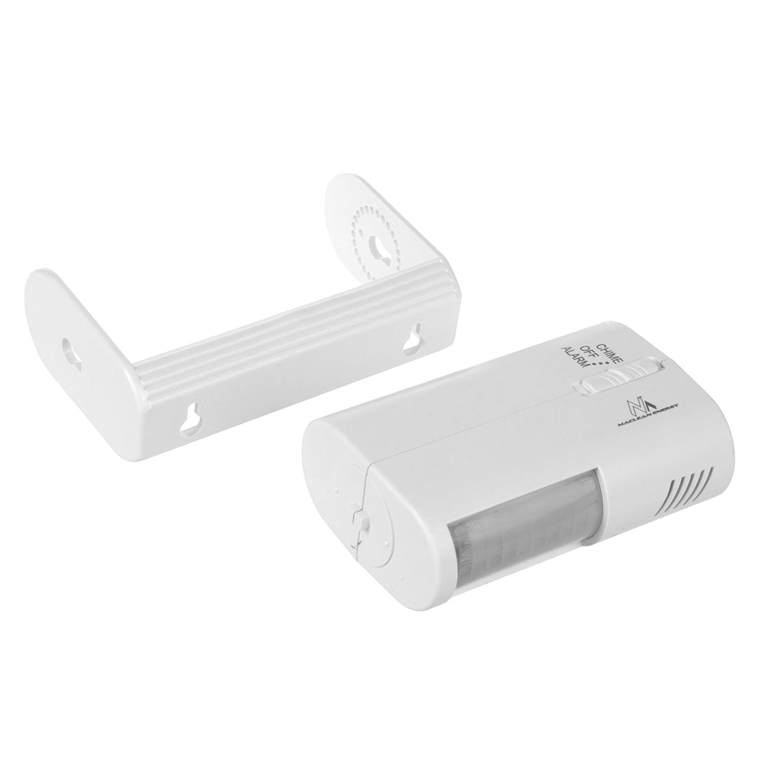 Dispositivo de sinalização de entrada sem fios Maclean MCE311 W, sensor PIR, alcance de 8 m, alimentação por bateria de 9 V CC, volume acima de 70 dB