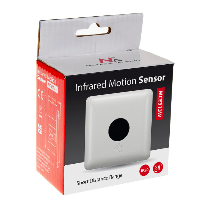 Sensor PIR de curto alcance Maclean MCE313 W, alcance de 5-6 cm, caixa incorporada, carga máx. 1200 W