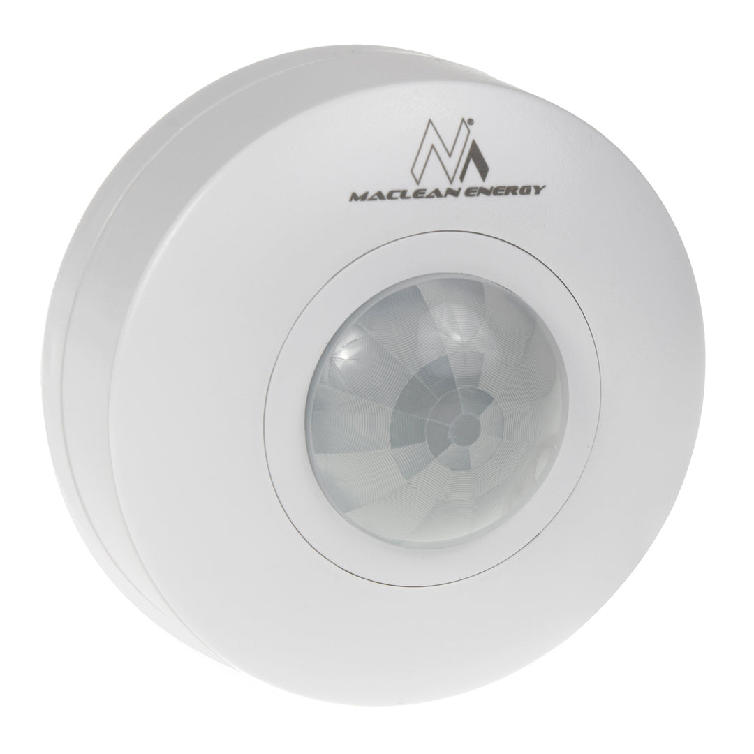 Detetor de movimento PIR Maclean MCE314 W, alcance de 6 m, montado no teto, carga máx. 1200 W, IP20