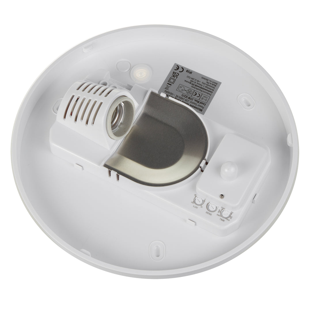 Luminária de teto Maclean MCE309 1xE27 com sensor, sensor de micro-ondas, difusor PMMA, carga máx. 25 W, IP20