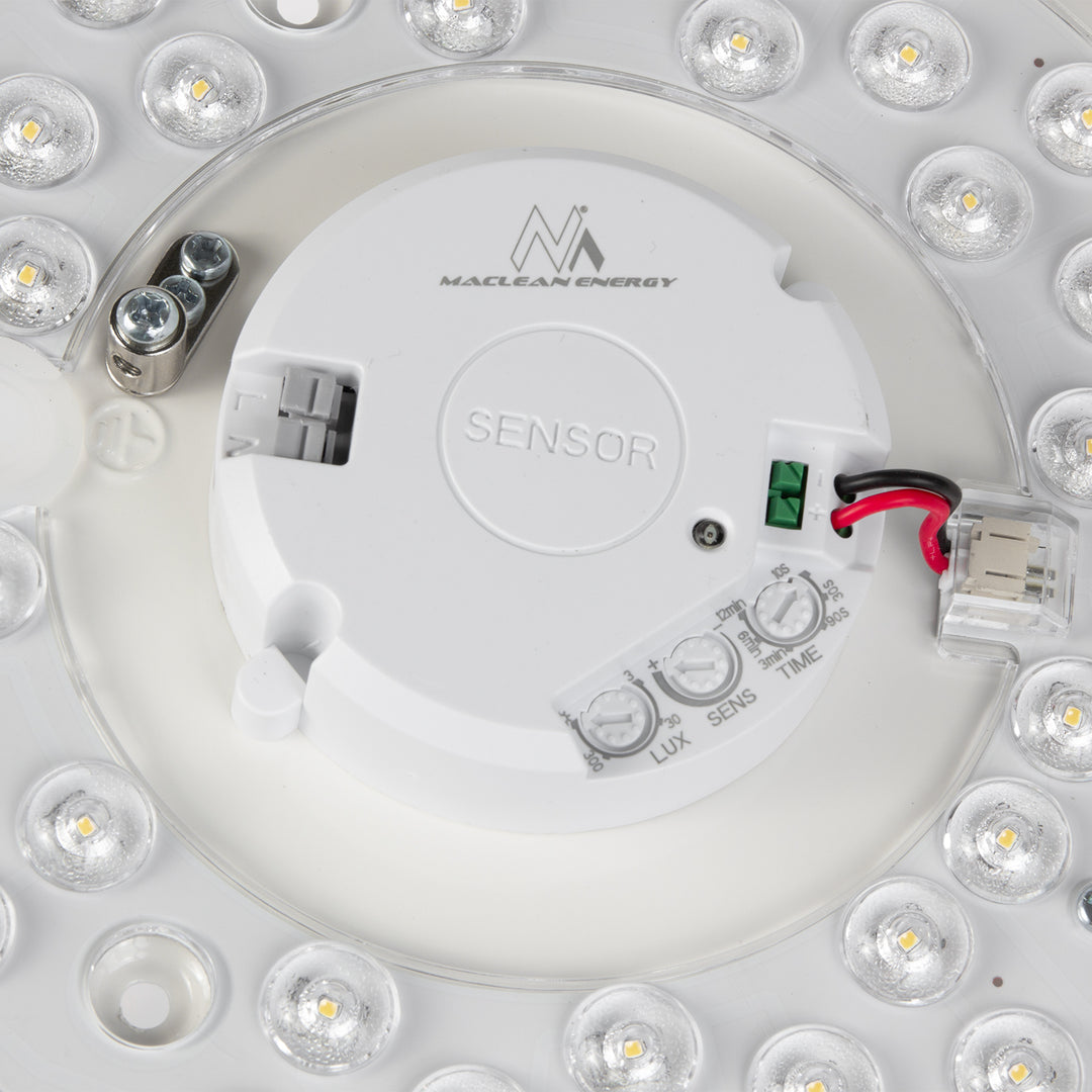 Luminária de teto LED Maclean MCE347 com sensor, sensor de micro-ondas 5,8 GHz, 4000 K, 12 W, 950 lm, IP44