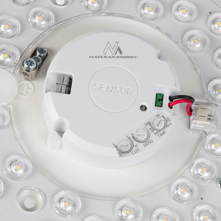 Luminária de teto LED Maclean MCE347 com sensor, sensor de micro-ondas 5,8 GHz, 4000 K, 12 W, 950 lm, IP44