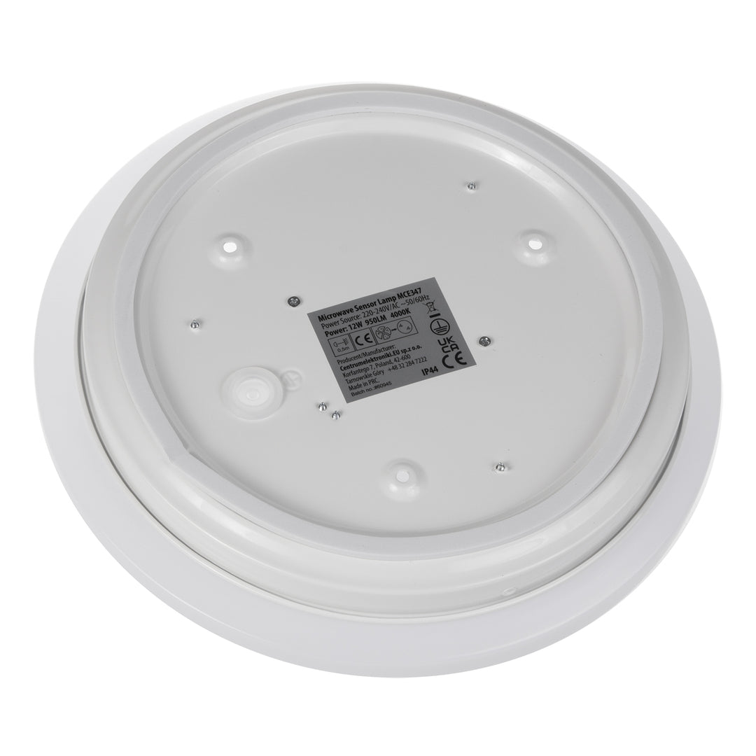 Luminária de teto LED Maclean MCE347 com sensor, sensor de micro-ondas 5,8 GHz, 4000 K, 12 W, 950 lm, IP44