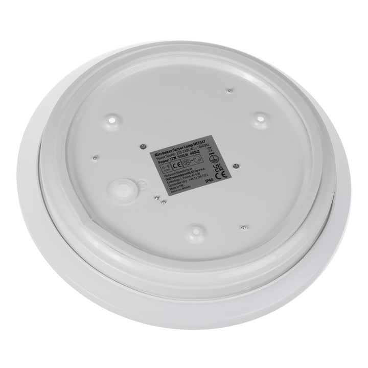 Luminária de teto LED Maclean MCE347 com sensor, sensor de micro-ondas 5,8 GHz, 4000 K, 12 W, 950 lm, IP44
