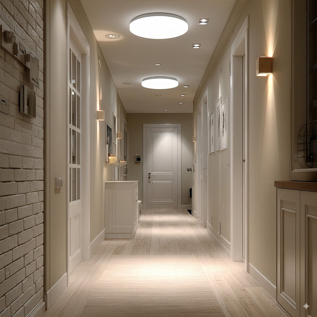 Luminária de teto LED Maclean MCE347 com sensor, sensor de micro-ondas 5,8 GHz, 4000 K, 12 W, 950 lm, IP44