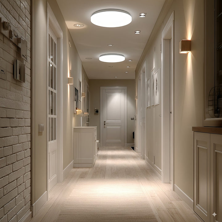 Luminária de teto LED Maclean MCE347 com sensor, sensor de micro-ondas 5,8 GHz, 4000 K, 12 W, 950 lm, IP44