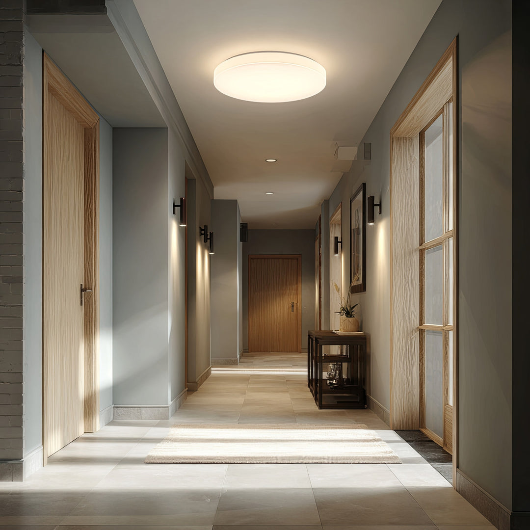 Luminária de teto LED Maclean MCE347 com sensor, sensor de micro-ondas 5,8 GHz, 4000 K, 12 W, 950 lm, IP44