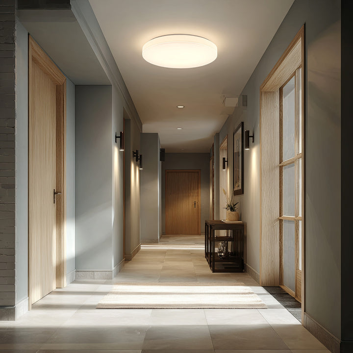 Luminária de teto LED Maclean MCE347 com sensor, sensor de micro-ondas 5,8 GHz, 4000 K, 12 W, 950 lm, IP44