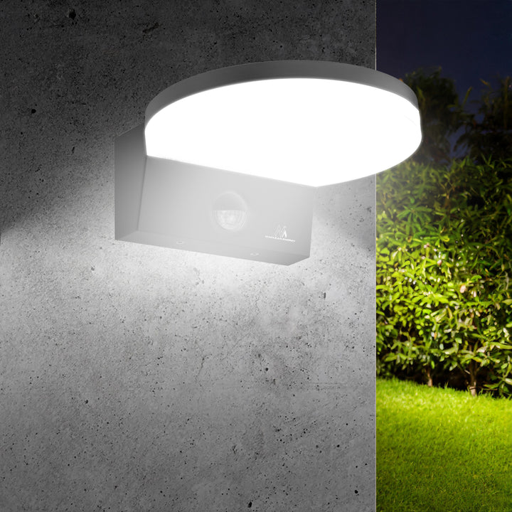 Maclean MCE344 GR Luz de sensor de movimento LED, sensor de movimento PIR, cinzento, 15 W, IP65, 1560 lm, branco neutro (4000 K)
