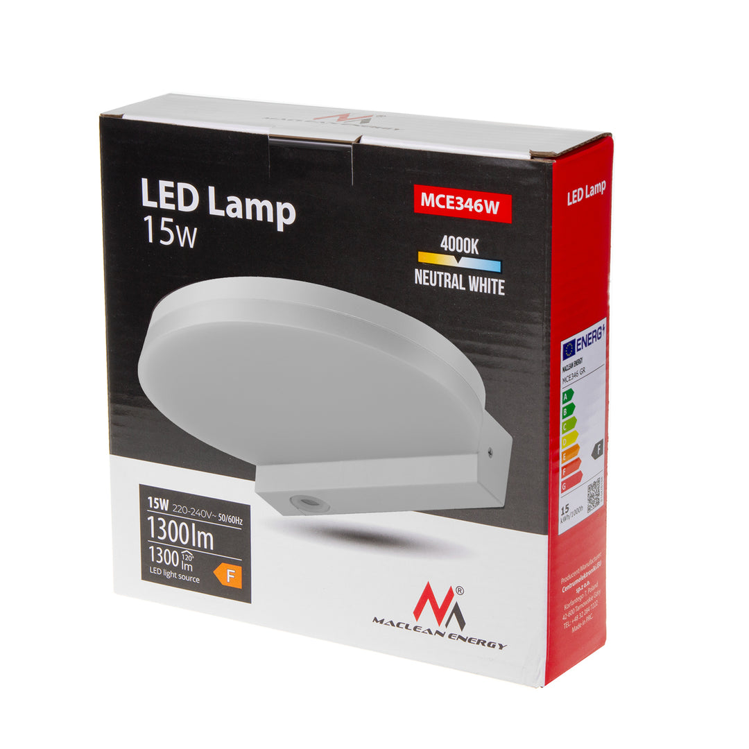Lâmpada LED Maclean MCE346 W, branca, 15 W, IP65, 1300 lm, branco neutro (4000 K)
