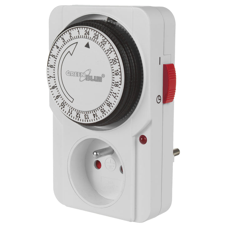 Interruptor mecânico de tempo GreenBlue GB360 E, 48 programas, carga máxima de 16 A, IP20