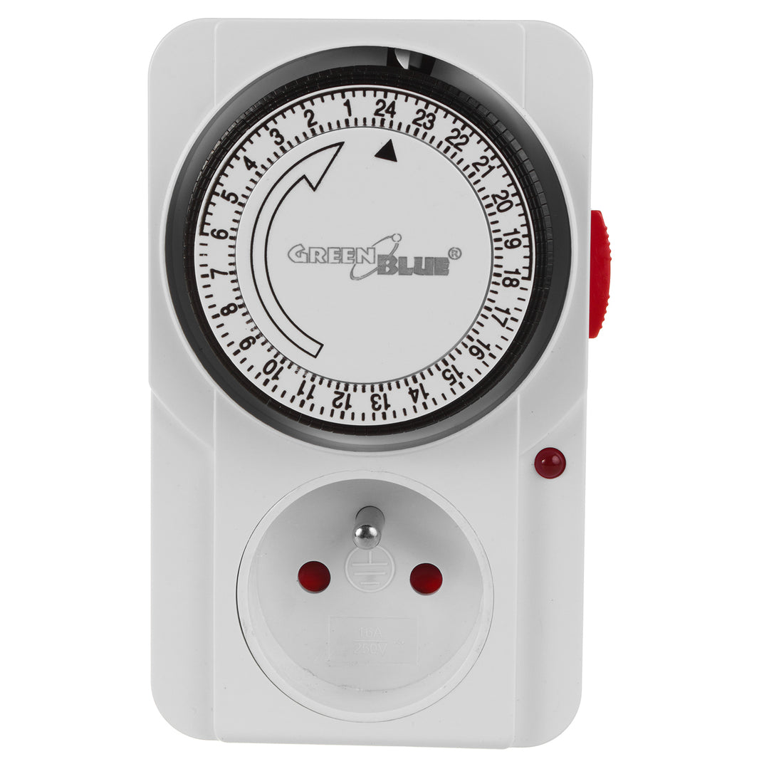 Interruptor mecânico de tempo GreenBlue GB360 E, 48 programas, carga máxima de 16 A, IP20