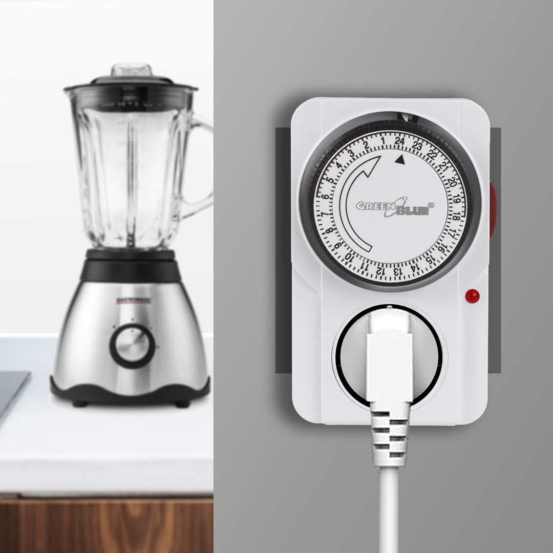 Interruptor mecânico de tempo GreenBlue GB360 E, 48 programas, carga máxima de 16 A, IP20