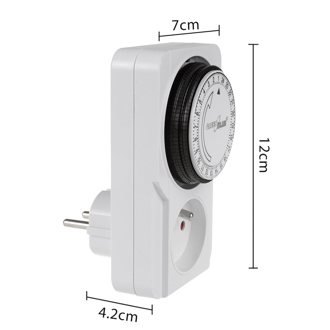 Interruptor mecânico de tempo GreenBlue GB360 E, 48 programas, carga máxima de 16 A, IP20