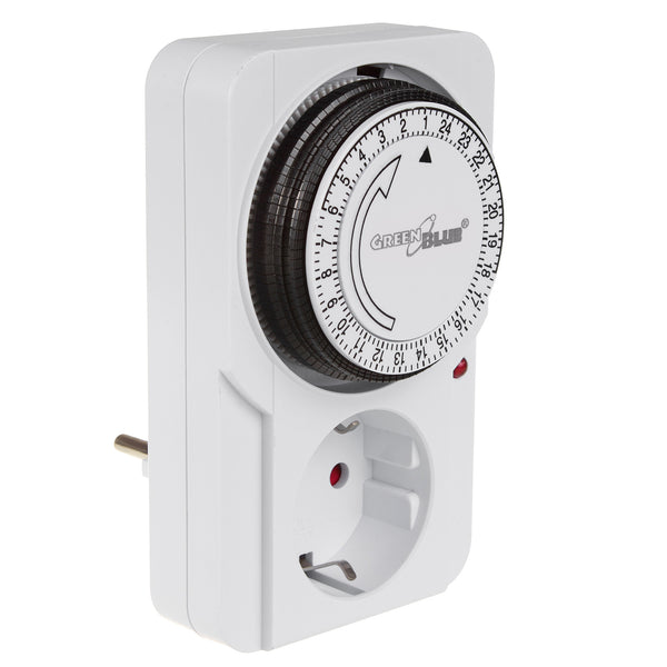 Interruptor mecânico de tempo GreenBlue GB360 F, 48 programas, carga máxima de 16 A, IP20