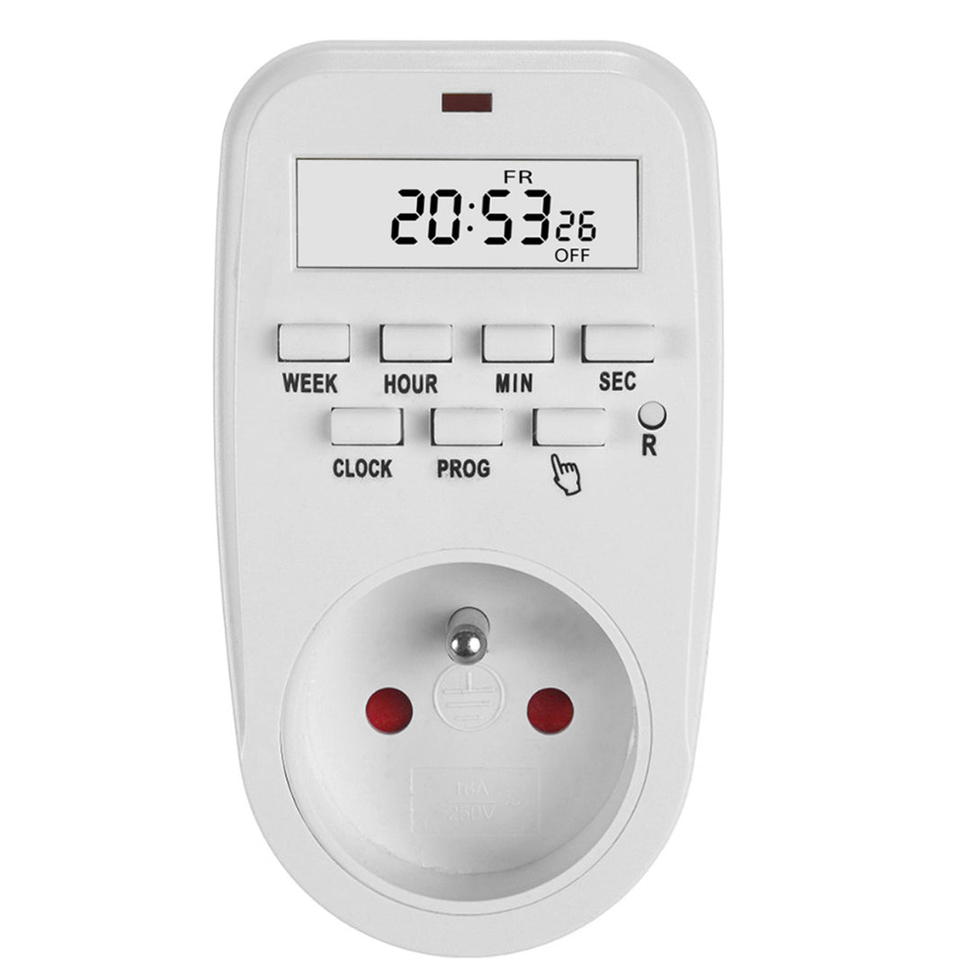 Interruptor de Temporizador Digital GreenBlue GB362 E, 2 Modos de Funcionamento, 8 Programas e 16 Combinações, Carga Máxima 16 A, 3680 W, IP20