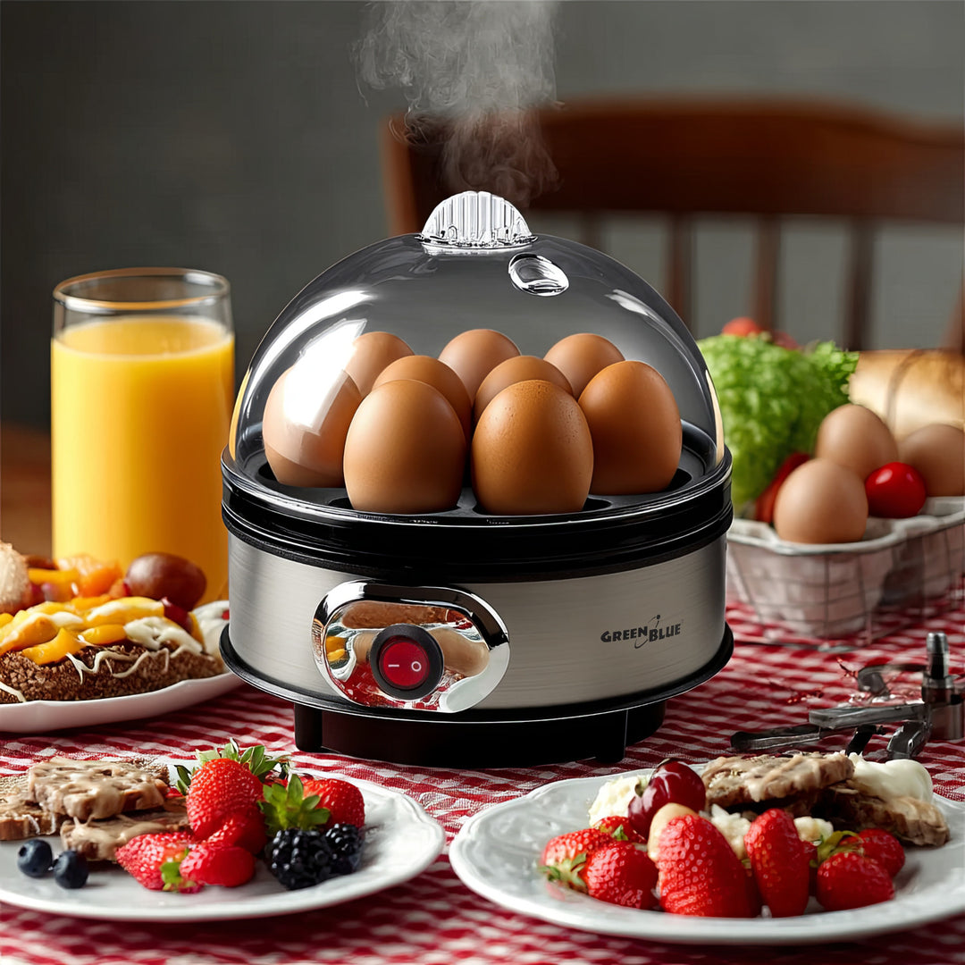 GreenBlue GB572 Cocedor de Huevos Automático, Potencia 400W, hasta 7 Huevos, Vaso Medidor, 220-240V~, 50 Hz