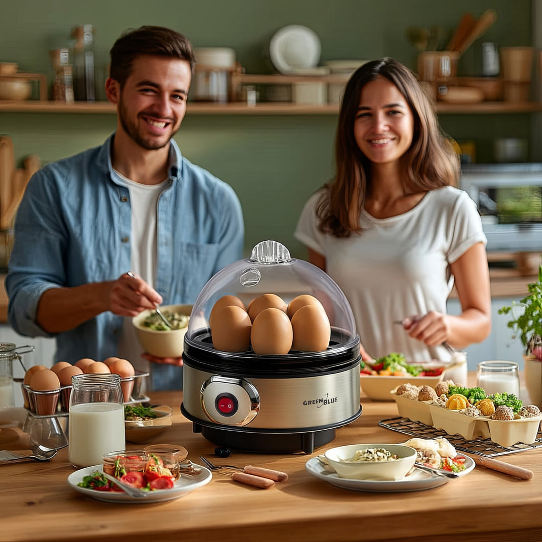 GreenBlue GB572 Cocedor de Huevos Automático, Potencia 400W, hasta 7 Huevos, Vaso Medidor, 220-240V~, 50 Hz