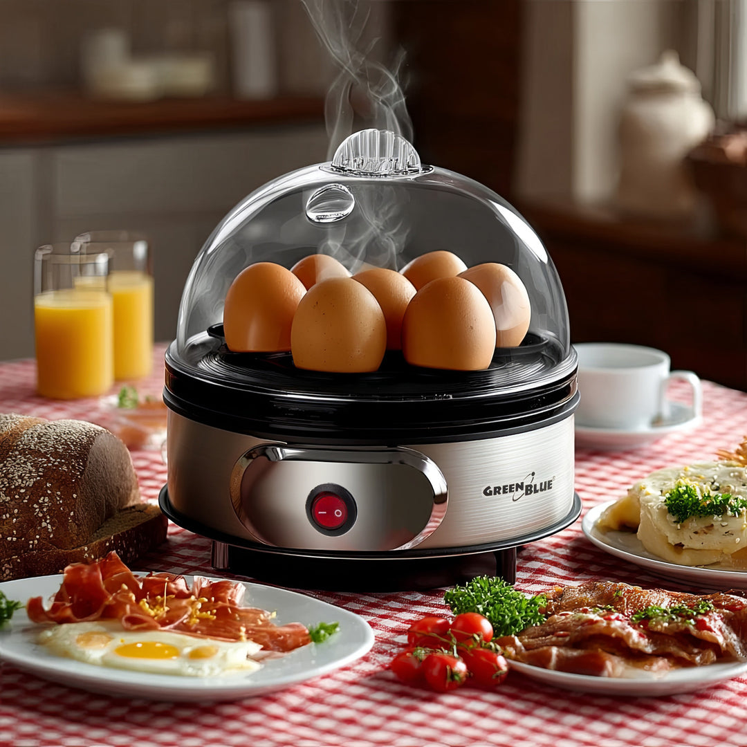 GreenBlue GB572 Cocedor de Huevos Automático, Potencia 400W, hasta 7 Huevos, Vaso Medidor, 220-240V~, 50 Hz