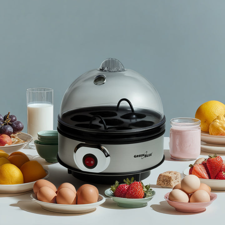 GreenBlue GB572 Cocedor de Huevos Automático, Potencia 400W, hasta 7 Huevos, Vaso Medidor, 220-240V~, 50 Hz