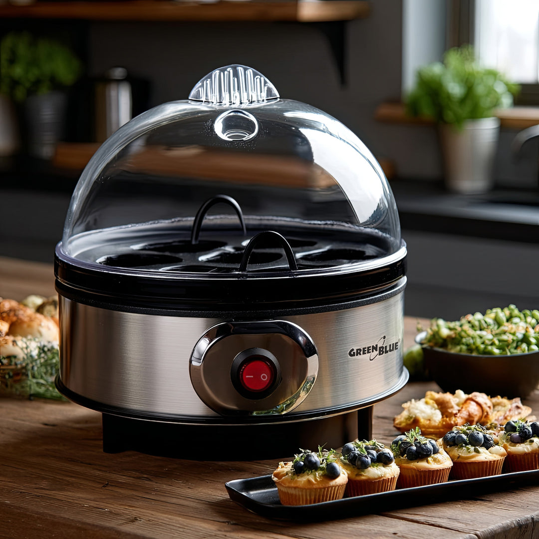 GreenBlue GB572 Cocedor de Huevos Automático, Potencia 400W, hasta 7 Huevos, Vaso Medidor, 220-240V~, 50 Hz