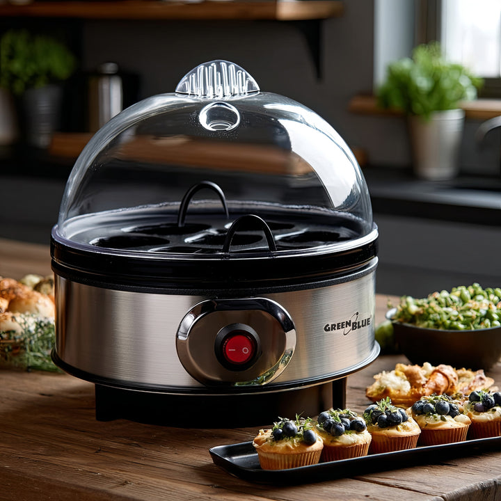 GreenBlue GB572 Cocedor de Huevos Automático, Potencia 400W, hasta 7 Huevos, Vaso Medidor, 220-240V~, 50 Hz
