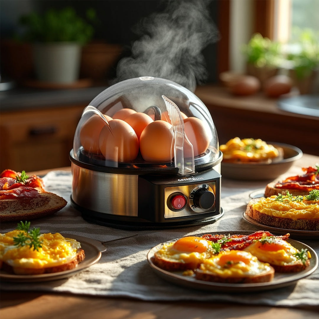 GreenBlue GB573 Cocedor de Huevos Automático, Potencia 400W, hasta 7 Huevos, Vaso Medidor, 220-240V~, 50 Hz