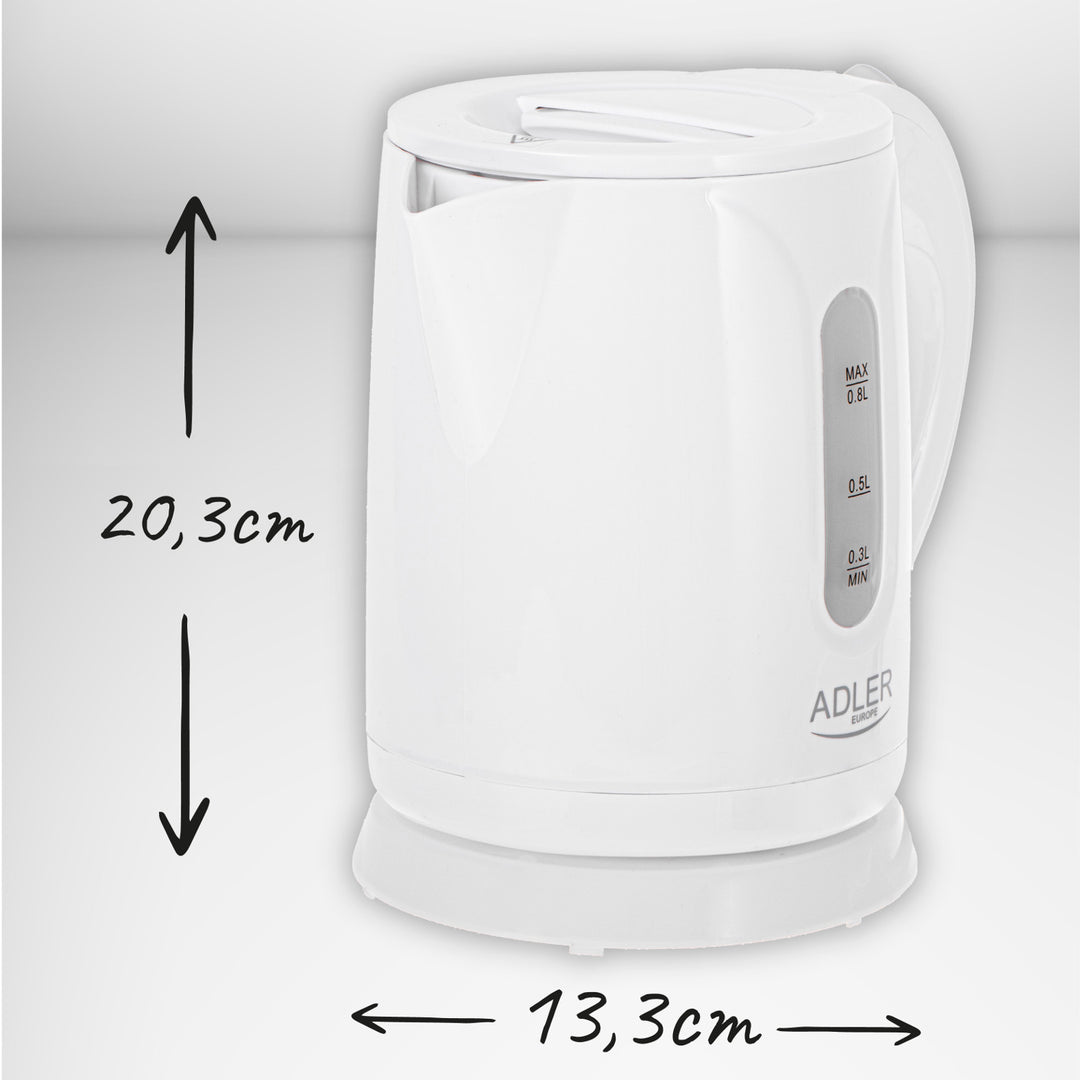 Hervidor eléctrico inalámbrico Adler, capacidad 0,8 l, potencia 850 W, AD1371