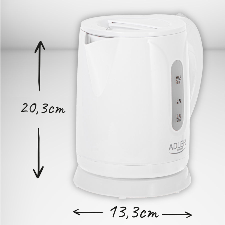 Hervidor eléctrico inalámbrico Adler, capacidad 0,8 l, potencia 850 W, AD1371