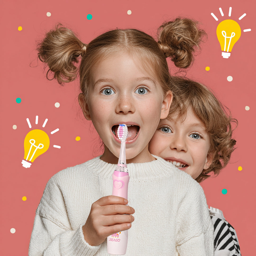 Escova de dentes sónica infantil SEAGO, rosa, 1xAA 1,5V (não incluída), 3 pontas de substituição, SG-977 rosa