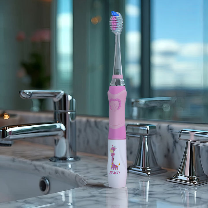 Escova de dentes sónica infantil SEAGO, rosa, 1xAA 1,5V (não incluída), 3 pontas de substituição, SG-977 rosa